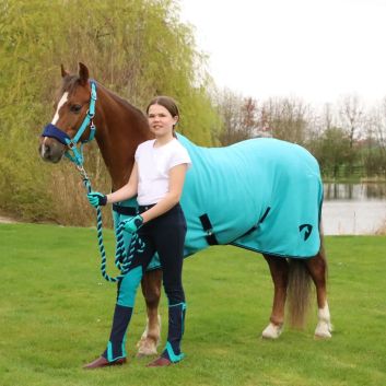 Hy Equestrian Belton Children’s Half Chaps - Navy/Teal alternative