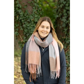 Hy Equestrian Cumbria Soft Touch Scarf - Blush Pink/Dark Grey/Brown
