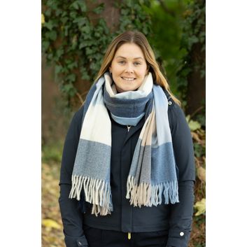 Hy Equestrian Cumbria Soft Touch Scarf - Navy/White/Light Blue