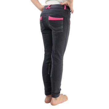 Hy Equestrian Diesel Children's Jodhpurs - Charcoal/Pink alternative