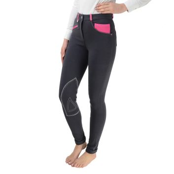Hy Equestrian Diesel Ladies Jodhpurs - Charcoal/Pink