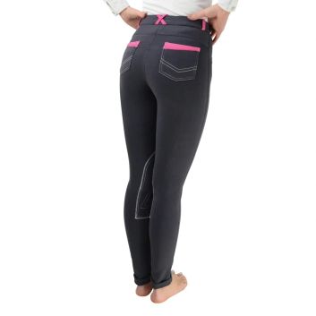Hy Equestrian Diesel Ladies Jodhpurs - Charcoal/Pink alternative