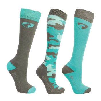 Hy Equestrian DynaForce Socks (Pack of 3) - Pacific/Grey