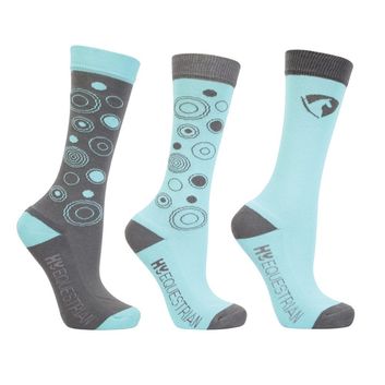 Hy Equestrian DynaMizs Ecliptic Socks (Pack of 3) - Mint/Grey
