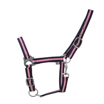 Hy Equestrian Economy Plus Two-Tone Head Collar - Navy/Baby Pink alternative