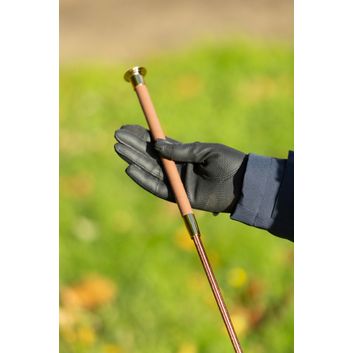 Hy Equestrian Faux Leather Riding Whip - Brown/Gold alternative