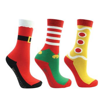 Hy Equestrian Festive Feet Christmas Socks (Pack of 3) - Junior