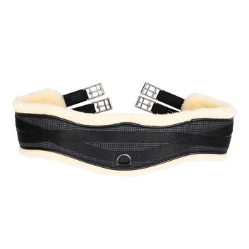 Hy Equestrian Fleece Lined GP/Jumping Contoured Girth - Black/Natural