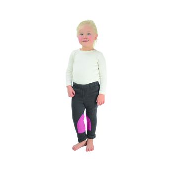 Hy Equestrian Fleece Tots Jodhpurs - Grey/Pink