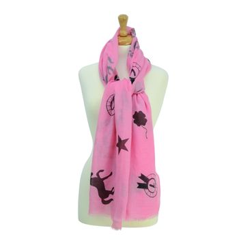 Hy Equestrian Ladies Balmoral Scarf - Coral/Black Print