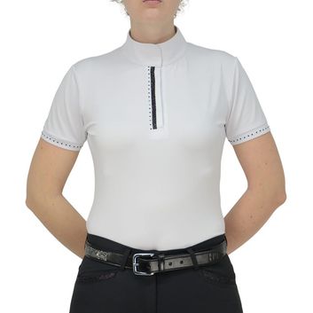 Hy Equestrian Ladies Roka Show Shirt - White/Black Crystal
