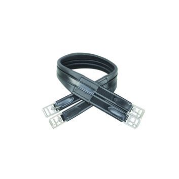 Hy Equestrian Leather Padded Atherstone Girth - Elasticated Both Ends - Black alternative