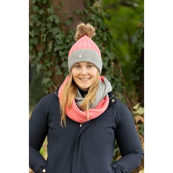 Hy Equestrian Luxembourg Luxury Snood - Coral/Charcoal
