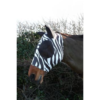 Hy Equestrian Lycra Zebra Print Fly Mask - Black/White