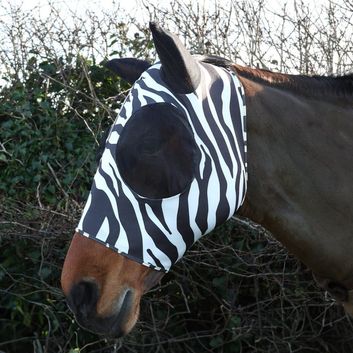 Hy Equestrian Lycra Zebra Print Fly Mask - Black/White alternative