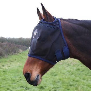 Hy Equestrian Mesh Half Mask without Ears - Black/Navy