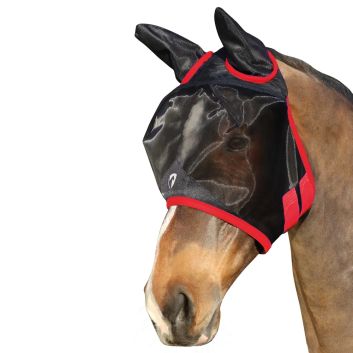 Hy Equestrian Mesh Half Mask without Ears - Black/Red