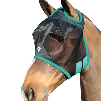 Hy Equestrian Mesh Half Mask without Ears - Black/Teal alternative