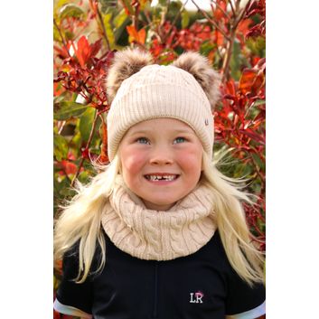 Hy Equestrian Morzine Children's Bobble Hat - Beige alternative