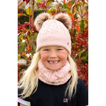 Hy Equestrian Morzine Children's Bobble Hat - Blush alternative