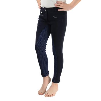 Hy Equestrian Raised Polka Dot Children's Jodhpurs - Navy/Sea Blue alternative