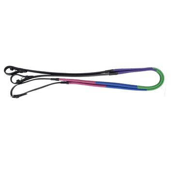 Hy Equestrian Rubber Covered Training Reins - Purple/Green/Blue/Fuchsia alternative