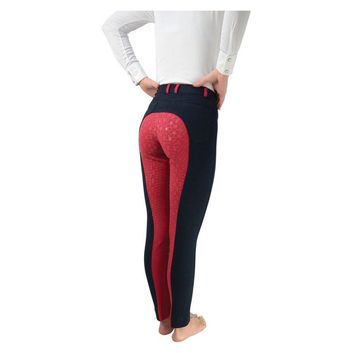 Hy Equestrian Saxby Silicone Jodhpurs - Anthracite Grey/Cerise Pink alternative