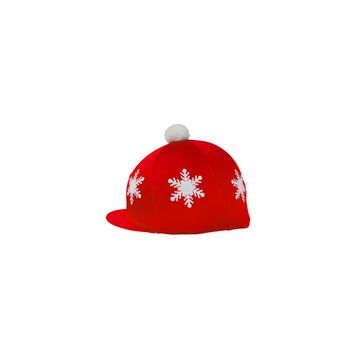 Hy Equestrian Snowflake with Pom Pom Hat Cover - Christmas Red