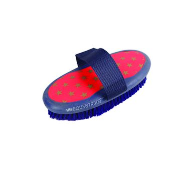 Hy Equestrian Star Easy Grip Body Brush - Navy/Red