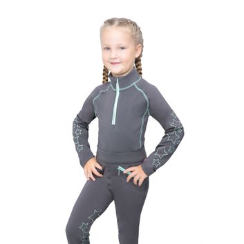 Hy Equestrian Stella Children's Base Layer - Charcoal/Mint
