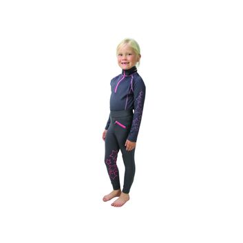 Hy Equestrian Stella Children's Riding Tights - Iron Grey/Pink