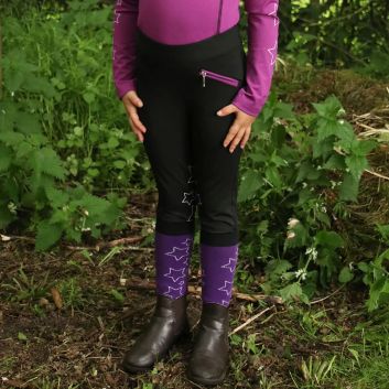 Hy Equestrian Stella Children's Riding Tights - Purple/Lilac/Black