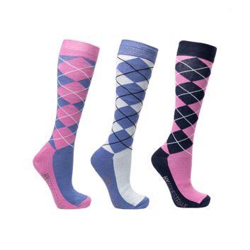 Hy Equestrian Synergy Argyle Socks (Pack of 3) - Riviera/Grape