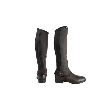 Hy Equestrian Synthetic Combi Leather Chaps - Brown