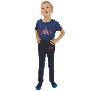 Hy Equestrian Tractors Rock Tots Jodhpurs - Navy/Red Tractor