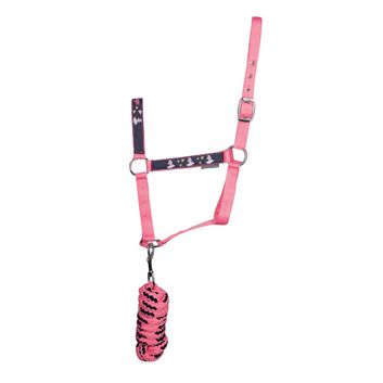 Hy Equestrian Unicorn Magic Head Collar and Lead Rope Set - Navy/Pink