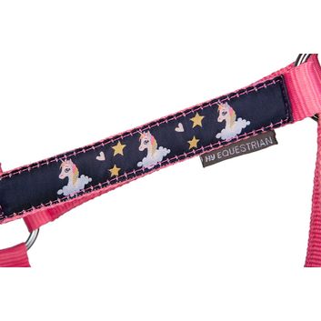 Hy Equestrian Unicorn Magic Head Collar and Lead Rope Set - Navy/Pink alternative