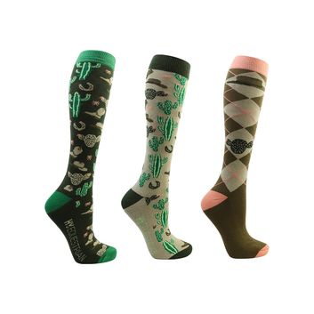 Hy Equestrian Wild Wild West Socks (Pack of 3) - Insense/Hazel