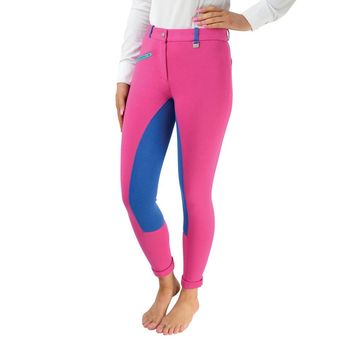 Hy Equestrian Zeddy Mizs Jodhpurs - Flamingo Pink/Cobalt Blue/Turquoise