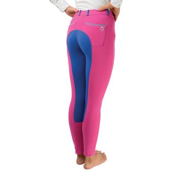 Hy Equestrian Zeddy Mizs Jodhpurs - Flamingo Pink/Cobalt Blue/Turquoise alternative