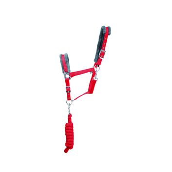 Hy Sport Active Head Collar &amp; Lead Rope - Rosette Red