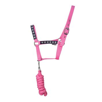 Hy Unicorn Head Collar &amp; Lead Rope - Navy/Pink alternative
