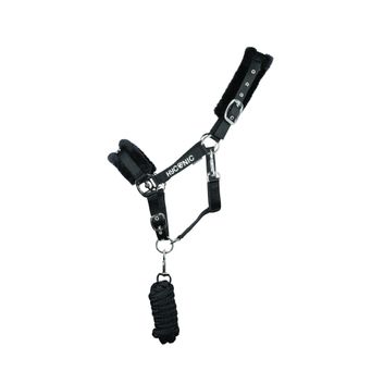 HyCONIC Faux Fur Head Collar &amp; Lead Rope - Black