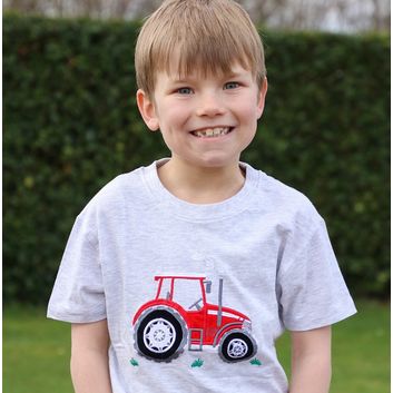British Country Collection Big Red Tractor Childrens T-Shirt - Ash Grey alternative