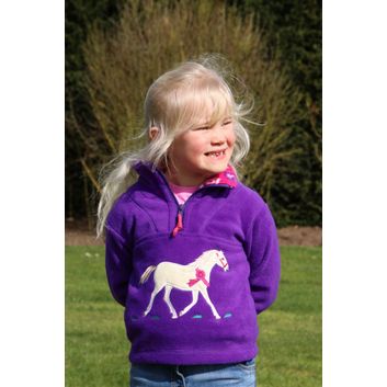 British Country Collection Champion Pony Childrens Fleece Jacket - Purple/Fuchsia Pattern Trim alternative