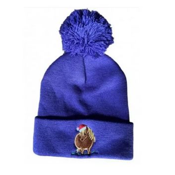 British Country Collection Christmas Santa Pom Pom Beanie Hat - Purple