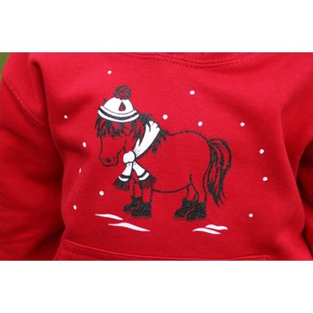 British Country Collection Christmas Snow Pony Glittering Hoodie - Santa Red alternative