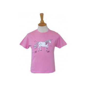 British Country Collection Dancing Unicorn Childs Tee - Pink