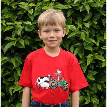 British Country Collection Farmyard Childrens T-Shirt - Red