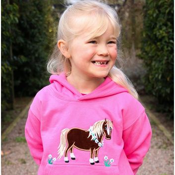 British Country Collection Flora Pony Childrens Hoodie - Candy Pink alternative